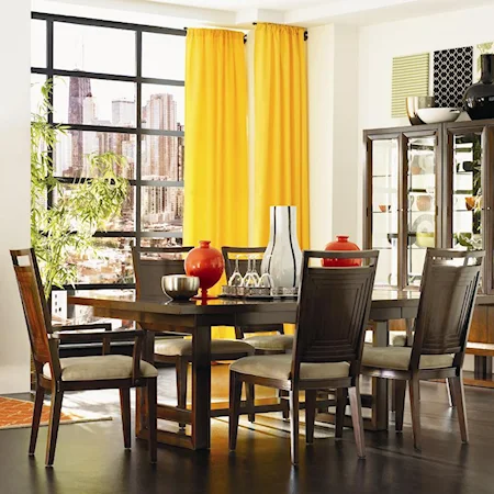 7-Piece Trestle Dining Table with 2 Arm Chairs and 4 Side Chairs